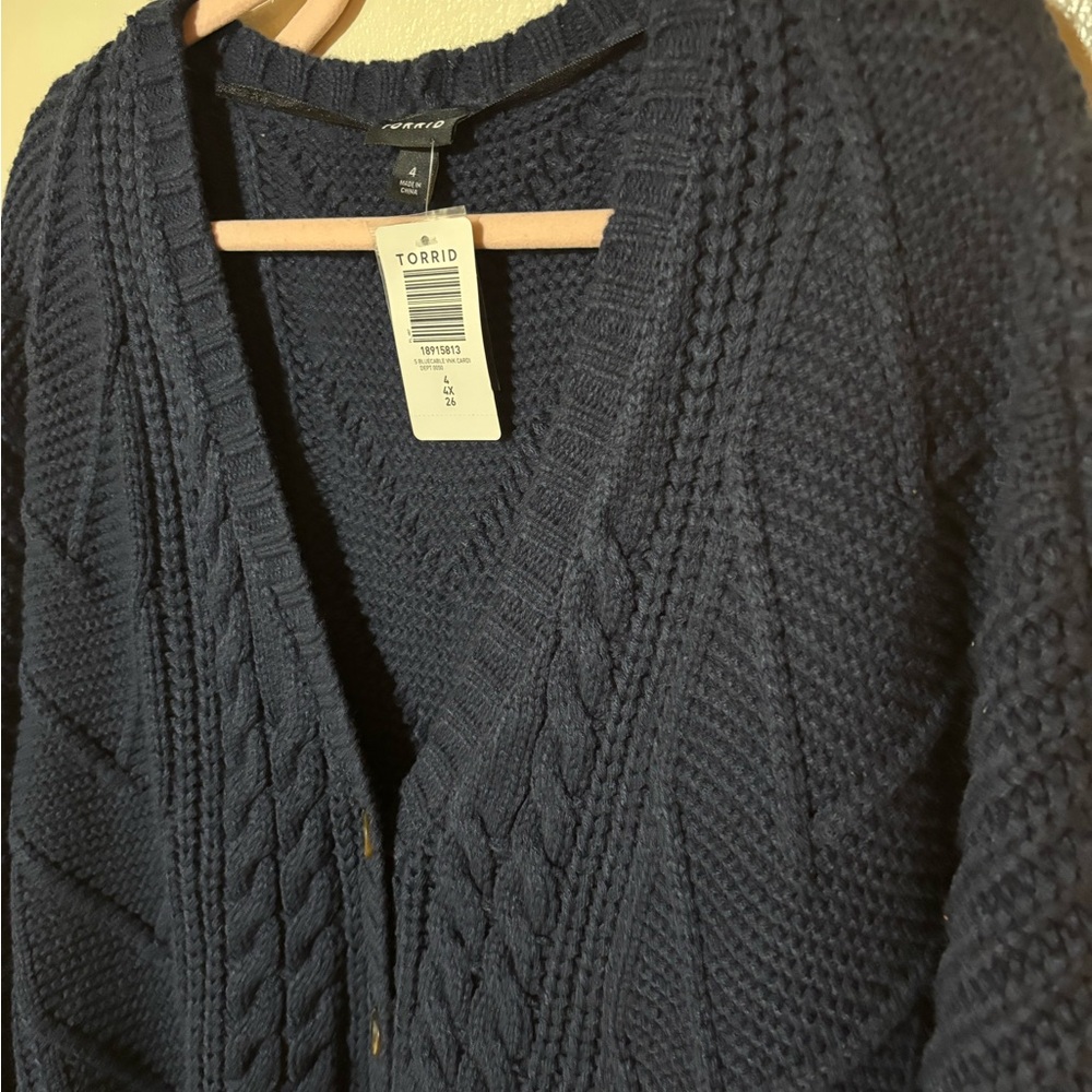 Torrid Deep Blue Cable Knit Cardigan - Picture 8 of 11